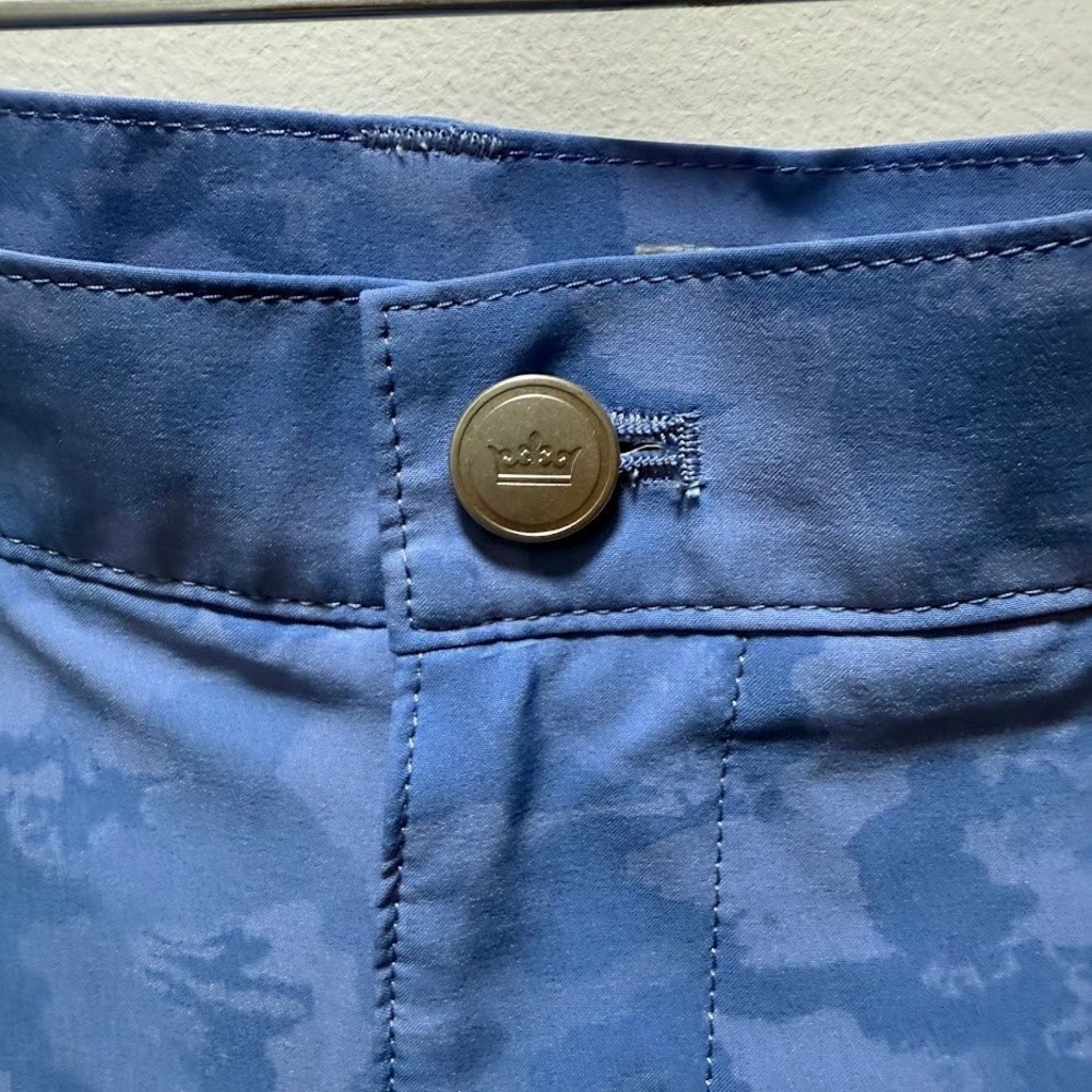 Peter Millar Men's Size 42 Blue Camo Golf Shorts Flat Front Performance‎ Stretch - Picture 2 of 6